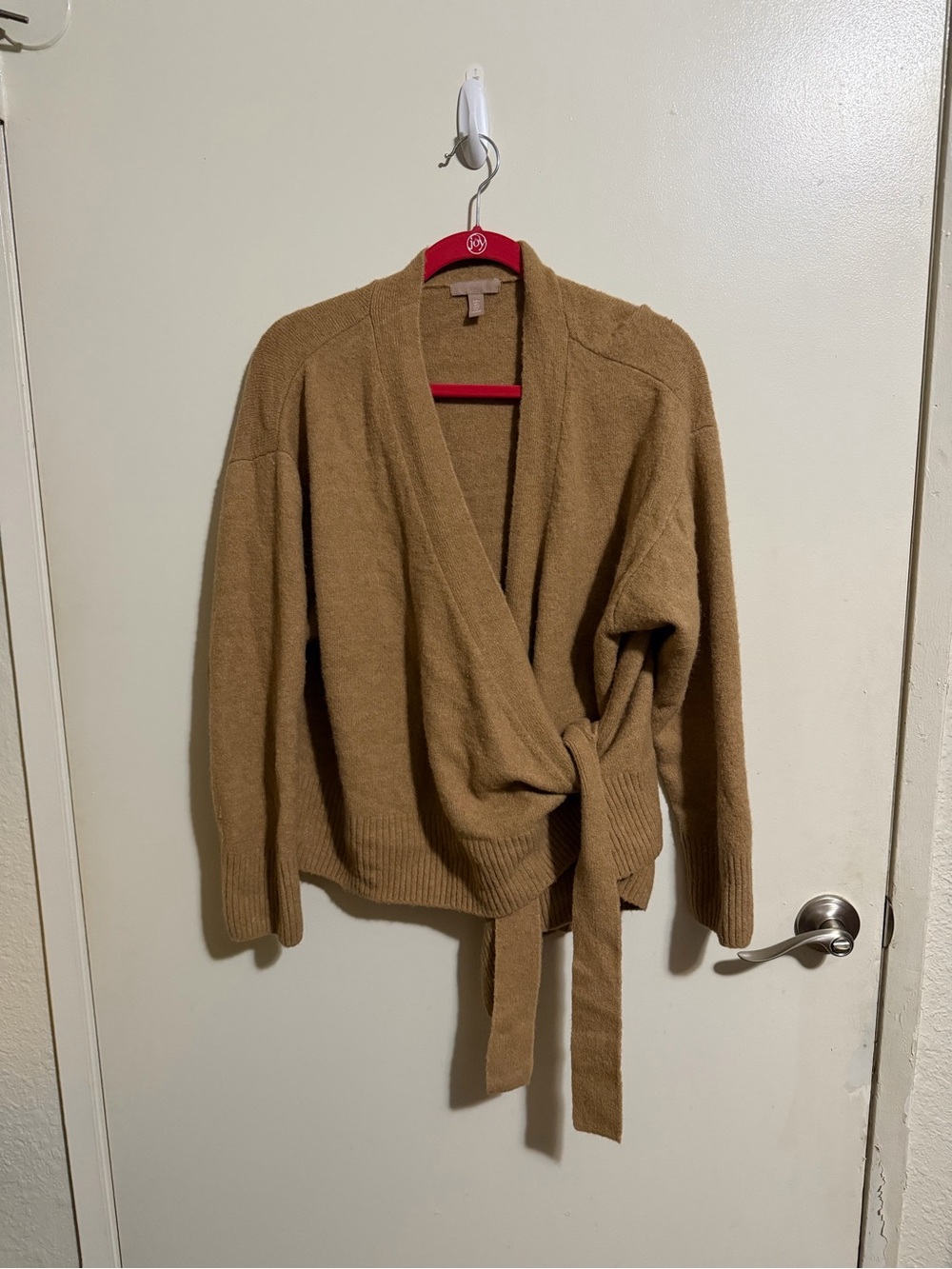 H&M Wrap Front Belted Sweater Cardigan - Camel Brown